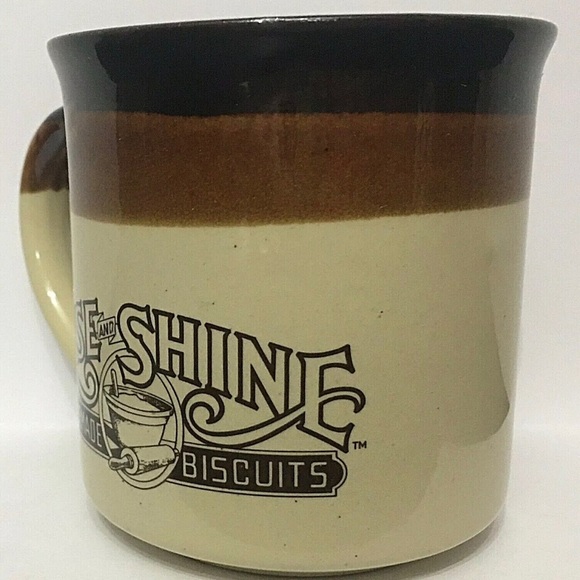 Vintage Hardees Coffee Mug 1986 Rise And Shine Homemade Biscuits Glazed Brown - Picture 2 of 14